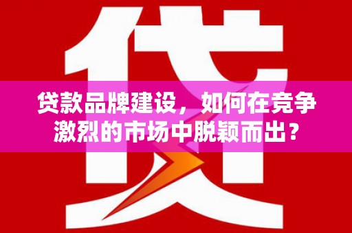 吐鲁番贷款品牌建设，如何在竞争激烈的市场中脱颖而出？